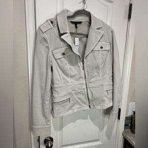 White House Black Market fashion Beige "Silver Cloud" Casual Jacket Sz 12 New